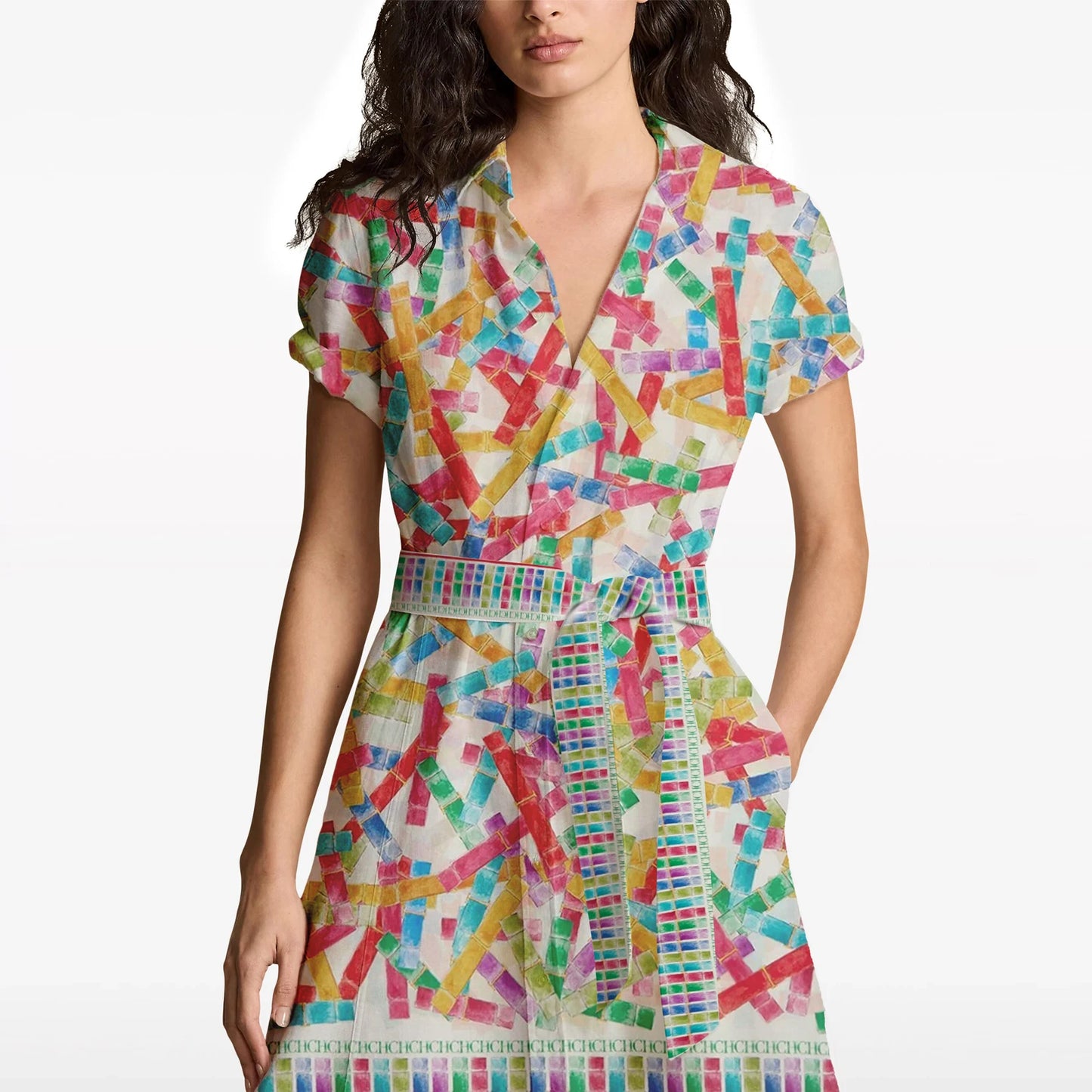 Women's Casual Day Dress- Multicolored