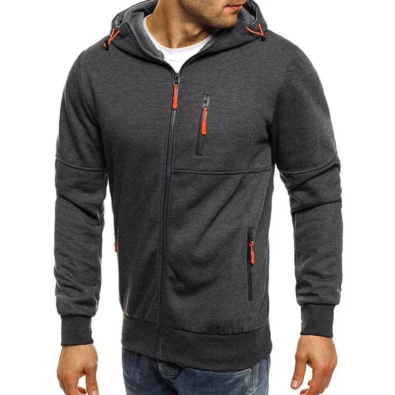 Slim Fit Long Sleeve Zip Up Sweatshirt
