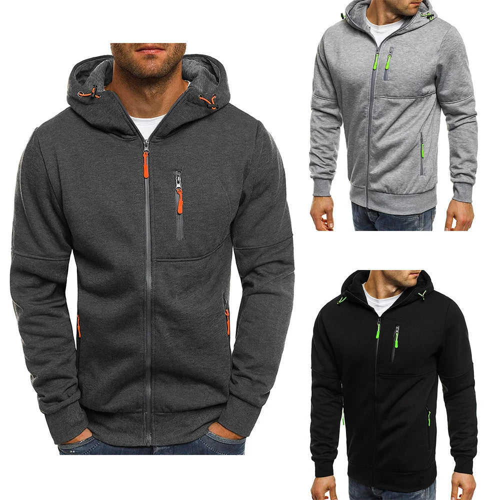 Slim Fit Long Sleeve Zip Up Sweatshirt
