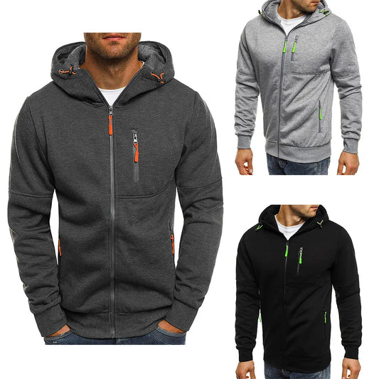 Slim Fit Long Sleeve Zip Up Sweatshirt