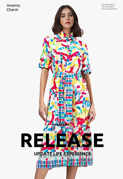 Women's Casual Day Dress- Multicolored