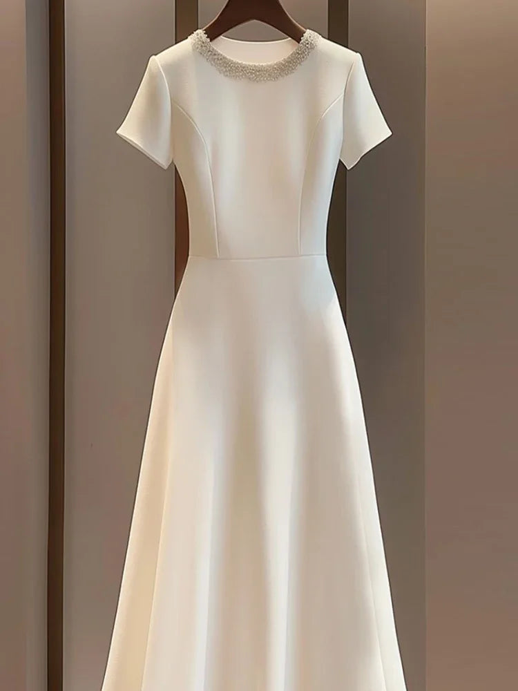 Simple White A-Line Dress