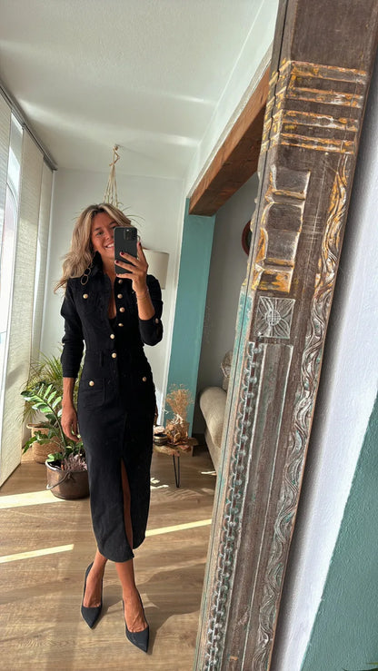 Mid Length, Denim Dress- Slim Fit