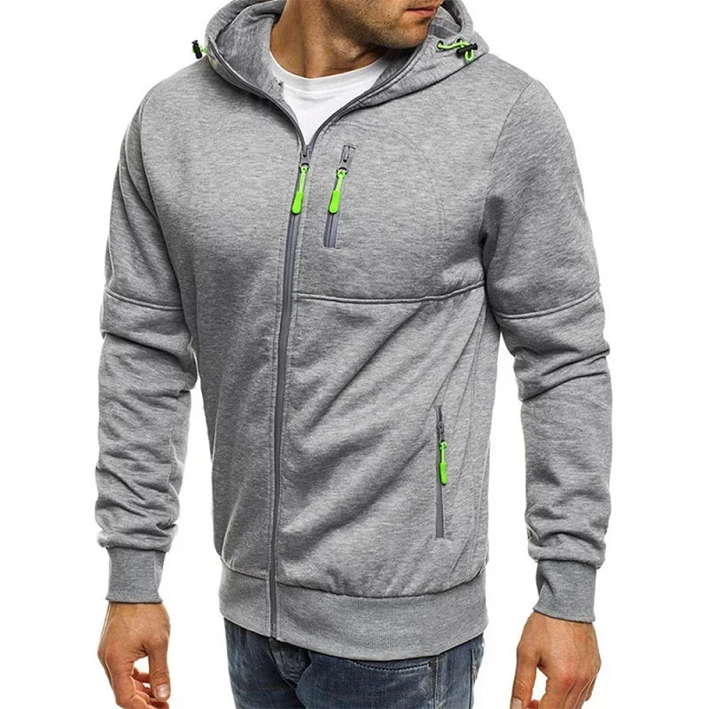 Slim Fit Long Sleeve Zip Up Sweatshirt