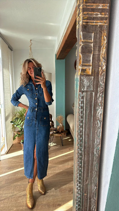 Mid Length, Denim Dress- Slim Fit