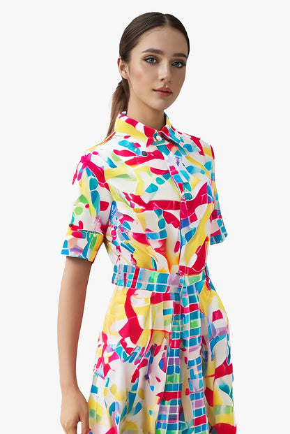 Women's Casual Day Dress- Multicolored