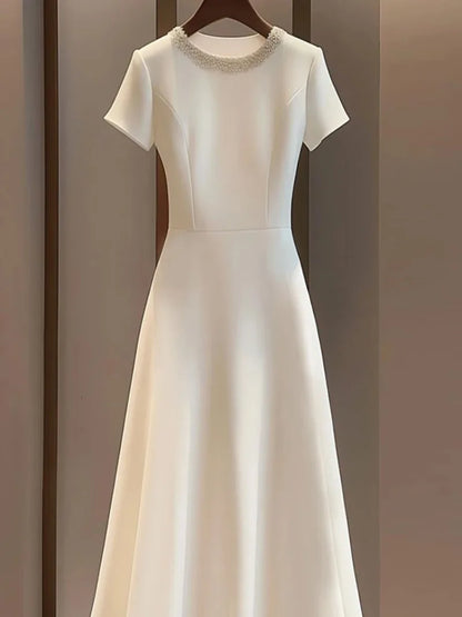 Simple White A-Line Dress