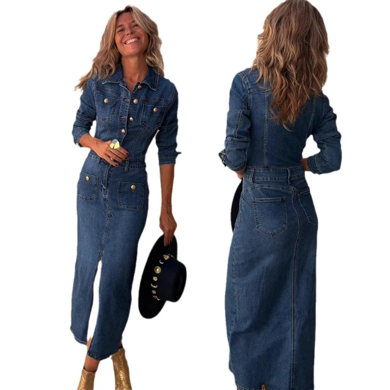 Mid Length, Denim Dress- Slim Fit