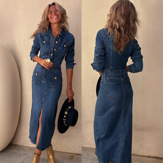 Mid Length, Denim Dress- Slim Fit